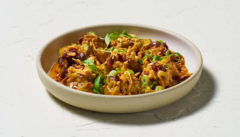 Szechuan Shrimp + Pork Dumplings