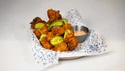 Nashville Crispy Chicken + Pickle Skewers