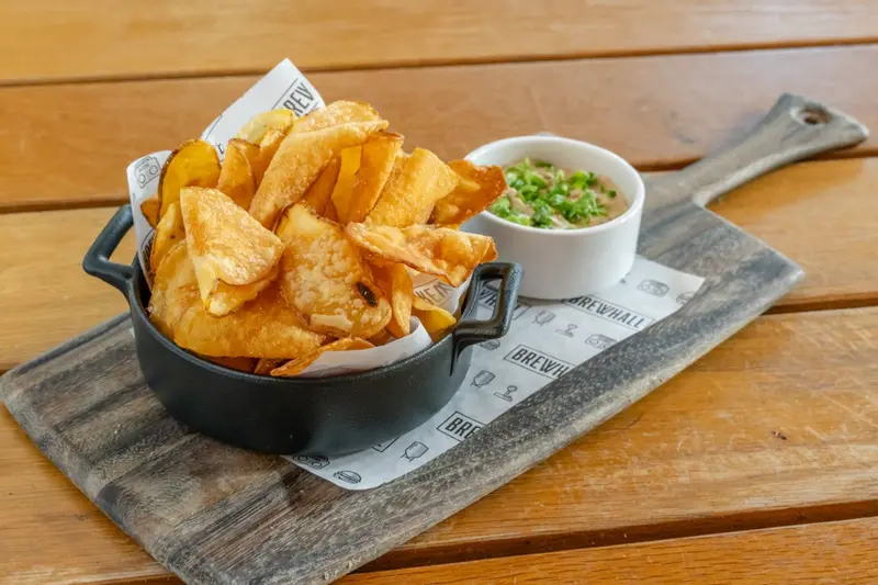 chips + charred scallion dip