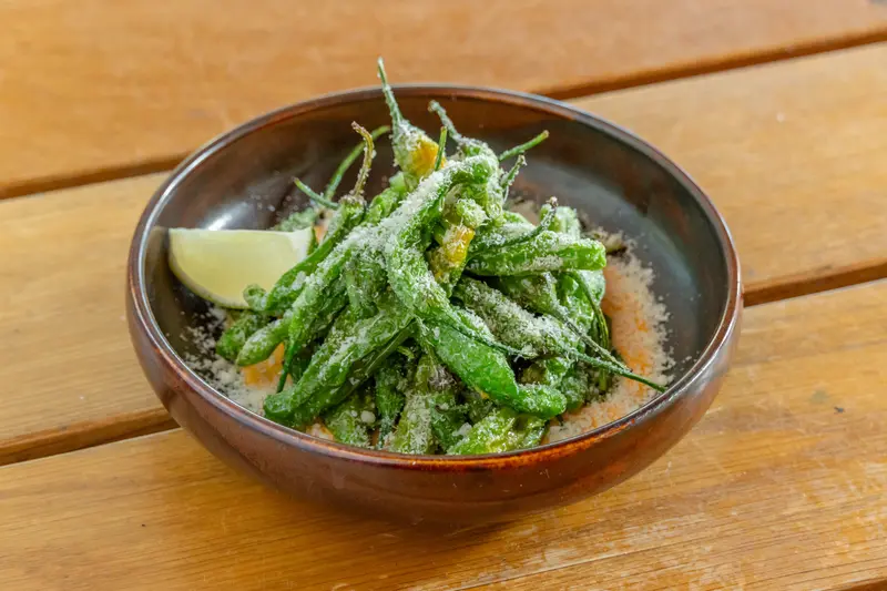 blistered shishito peppers